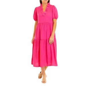 Crown & Ivy™
Women's Puff Sleeve Ruffled V-Neck Midi Dress
Size XL